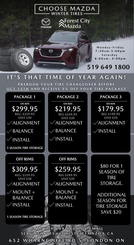 Prebook your Tire Changeover Before Oct 15th and Receive 5% Off Your Tire Package